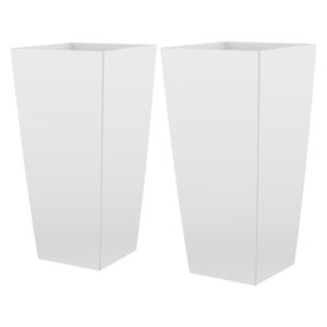 Ensemble de 2 pots de fleurs modernes en plastique de 26 pouces de hauteur pour plantes d'intérieur/extérieur, pour véranda avant, plantes d'intérieur/extérieur - Product Image 1