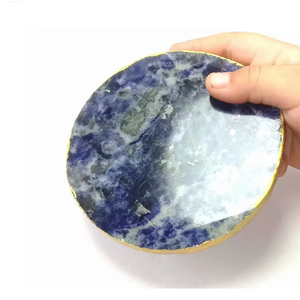 Posavasos de cristal de sodalita de alta calidad en oferta, posavasos redondos de piedra preciosa para bebidas con soporte para café para el hogar - Product Image 3