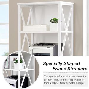 Étagère à livres moderne en métal blanc à 6 niveaux avec design en X pour le rangement et l'affichage dans le bureau à domicile, le salon ou comme meuble de rangement. - Product Image 5