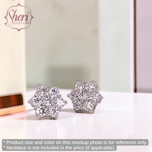 เชอร์รี่ จิวเวลส์ |   ต่างหูเพชรแท้ทรงกลมเจียระไนแบบบริลเลียนท์ ทองคำขาว 18K ดีไซน์ดอกไม้ สไตล์คลาสสิก เครื่องประดับสำหรับผู้หญิง - Product Image 3