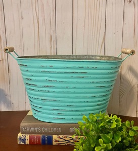 Maceta Decorativa de Metal Galvanizado Verde, Ideal para Jardines, Espacios Públicos, Parques y Paisajes del Hogar, de la India - Product Image 6