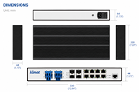 Hinet IRS1808F4-BP-8P L2 Switch PoE Industrial Gestionado con Bypass, 16 Puertos 8GE+4SFP, 24Gbps, 30W, Dúplex LC