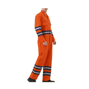 Factory of 190GSM 100% Cotton High Visibility Reflective Orang Work Uniform Boilersuit <b>Overalls</b> Coverall Working Safety Clothing - Product Image 4