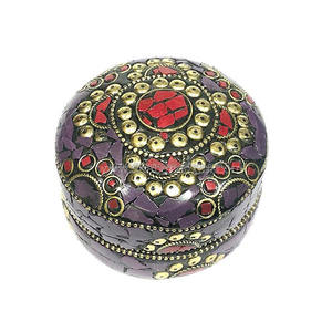 Fabulous Lac Glitter Indian Trinket Box Beaded & Mirror Work Orgnagizer Trinket Boxes Lujosas cajas portátiles hechas a mano - Product Image 3