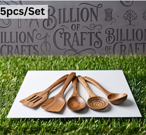 Offre Spéciale – Lot de 5 Ustensiles de Cuisine en Bois – Cuillère, Spatule, Fourchette en Bois pour la Maison – Prix Usine - Product Image 1