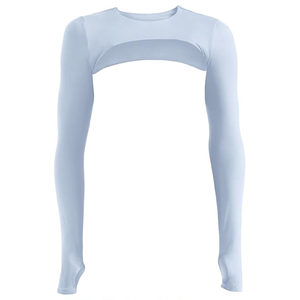 <b>Women</b> <b>Long</b> Sleeve Crop Top Crew Neck Solid Color Cut-Out Activewear Yoga <b>Shirt</b> Regular Fit Full Sleeve Spandex Polyester - Product Image 2