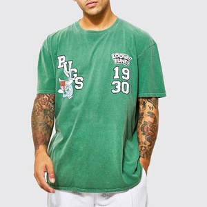 Camisetas Casuales para Hombre, Estilo Vintage con Lavado Ácido, Cuello Redondo Personalizado, Hombros Caídos, Manga Corta, Algodón - Product Image 4