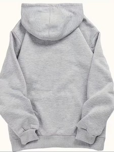 Sweat à capuche polaire pour homme, motif uni avec logo frontal, tissu respirant, coupe classique, anti-plis, coupe-vent - Product Image 2