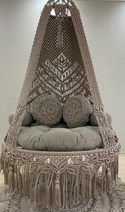 Cotton Macrame Hanging <b>Swing</b> For Patio | <b>Swing</b> For Adults and Children To Read Books Comfortably | Macrame Chair - Product Image 2