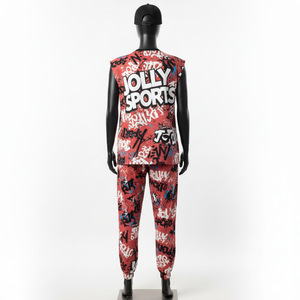 ชุดเซ็ตสองชิ้นแขนกุดสำหรับผู้หญิง ผ้าคอตตอนโพลีเอสเตอร์คุณภาพสูง เนื้อผ้าเจอร์ซีย์เดี่ยว GSM พิมพ์ลายแบบ Sublimation พร้อมโลโก้สั่งทำพิเศษ - Product Image 2