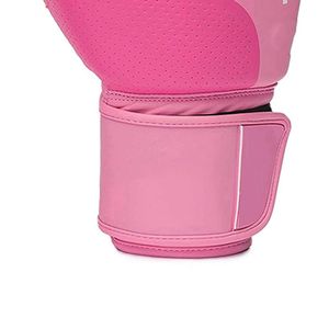 Gants de boxe en cuir rose avec sangle de poignet à lacets, design respirant, logo personnalisable pour l'entraînement aux arts martiaux unisexe - Product Image 1