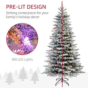 Albero di Natale Pre-Illuminato da 6,5 Piedi, Artificiale con Effetto Neve, 400 Luci LED e 990 Punte di Rami, Decorazioni Natalizie Verdi - Product Image 4