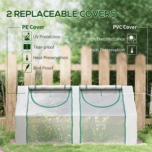 Serra da Giardino Portatile 6x3x3 ft con Due Coperture in PE/PVC e 2 Finestre Avvolgibili, Vetro Temperato Ecologico e Telaio in Legno - Product Image 4