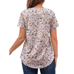 Custom Brand <b>Women's</b> <b>V</b>-<b>Neck</b> Printed 100% Cotton Short Sleeve Eco-Friendly Plus Size Casual Summer <b>T</b>-<b>Shirt</b> Anti-Wrinkle Quick Dry - Product Image 2