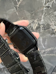 Luxury Black Iced Out Watch VVS Moissanite Diamond Fully Paved Black Dial Roman Numerals Square <b>Case</b> Steel Bracelet Men Watch - Product Image 2