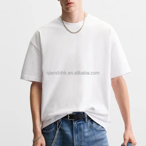 Wholesale Streetwear Plain Blank T-shirts Oversize Heavyweight <b>White</b> Shirts Drop Shoulder 100% Cotton t Shirts Manufacturer - Product Image 2