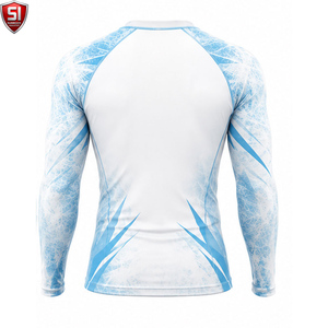 Maillot de compression unisexe à manches longues avec impression par sublimation, col rond, manches intégrales, anti-transpiration, séchage rapide, pour le sport - Product Image 2