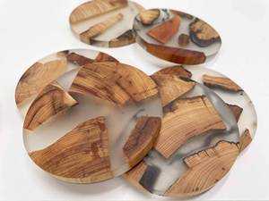 Juego de Posavasos de Resina y Madera con Soporte, Diseño Cuadrado y Redondo, para Tazas de Té, Cristal y Epoxi, Venta al por Mayor - Product Image 1