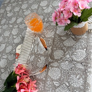 Hand Block Printed Floral Cotton <b>Table</b> <b>Covers</b> Simple Style Durable Eco-Friendly Customizable for Weddings Home Outdoor Events - Product Image 3