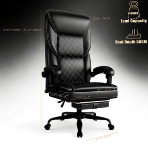 Chaise de bureau ergonomique pour le gaming avec support lombaire gonflable, chaise d'ordinateur confortable et large avec repose-pieds intégré - Product Image 2
