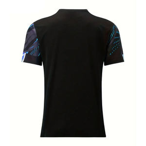 Men Black Short Sleeve <b>Soccer</b> Jersey Geometric Print Crew Neck Moisture Wicking Polyester Athletic Fit All Seasons - Product Image 1