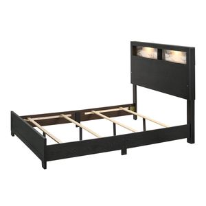 Cabecera de Cama Queen Size con Panel de Madera y LED, Diseño Inclinado Elegante, Espacio de Almacenamiento Adicional, Acabado Negro, Mueble de 1 Pieza - Product Image 4