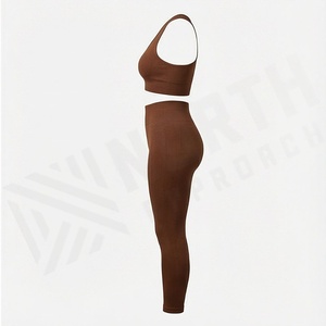 Ensemble de vêtements de sport pour femmes personnalisés, hauts de course à manches longues, couleur unie, vêtements de yoga, vêtements de fitness, vêtements de sport décontractés, vêtements de sport courts - Product Image 3