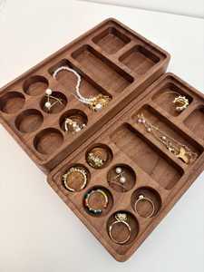 Wooden Jewelry Box with Detachable Trays Multi Compartment Ring Holder Necklace Organizer Bracelet <b>Storage</b> Minimalist Design - Product Image 4