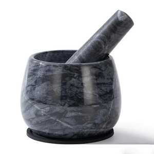 Juego de Mortero y Pilón de Madera Maciza Premium, Molinillo Manual de Especias, Triturador de Ajo de Grano Natural, Prensa de Jengibre, Tazón para Moler Hierbas - Product Image 4