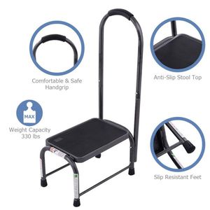 Heavy Duty 330 Lbs Capacity <b>Step</b> <b>Stool</b> Large 15"x10.5" Non-Slip Platform Armrest Powder Coated Iron Bathroom Safety Equipment - Product Image 6