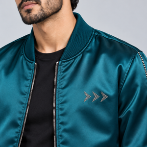 Chaqueta de Satén con Pedrería para Hombre, Diseño de Lujo, Decoración Brillante con Cristales, Chaqueta Bomber Elegante, Moda Hip Hop, Ropa Urbana de Lujo - Product Image 6