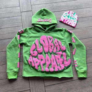 Manufacturer Custom 3D Puff Print Hoodie 420 500GSM Heavyweight Cotton Oversized Women Pullover Embossed Logo Wholesale - Product Image 3