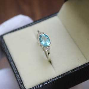 Handmade Swiss Blue Topaz Ring S925 Sterling Silver Accent Ring Elegant Gemstone Jewelry For Women Fine Ring - Product Image 6