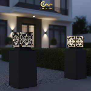 Lámpara de Columna LED con Patrón Victoriano, Decoración Vietnamita CM, para Exteriores, Jardín, Villa, Negra, E27, IP65, Metálica, AC 220V (±10%) - Product Image 5