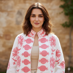 Chaqueta de Mujer de Algodón con Bordado Suzani de Diseño Floral para Exteriores, Invierno y Otoño, Ecológica - Product Image 1