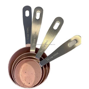 Tazas medidoras con acabado de cobre alto para contar la cocina de Metal S/4 piezas, suministros a granel, taza medidora de alto grado con logotipo - Product Image 6