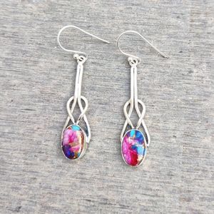 ต่างหูเงินแท้ 925 ประดับมุกสีชมพูและเทอร์ควอยซ์ ดีไซน์เรียบหรู ประดับอัญมณี ของขวัญสุดหรู - Product Image 3