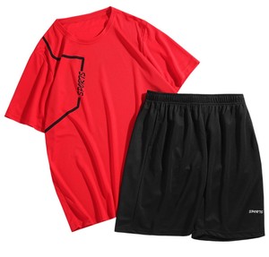 Ensembles de vêtements de sport pour hommes, automne, décontractés, t-shirts coupe-vent respirants à col montant, motif uni, 100% coton - Product Image 4