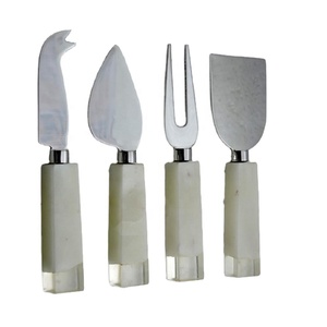 Royal design Stainless Steel <b>Cheese</b> Tools <b>Set</b> With White marble Handle Gold Luxury Kitchen <b>Cheese</b> <b>Set</b> - Product Image 3