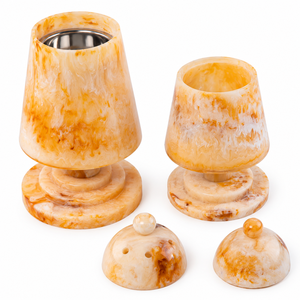 DECORYUG Ensemble brûleur d'encens en résine effet marbre crème avec insert en acier inoxydable et couvercle, 100% fait main, couleur et forme personnalisables - Product Image 6