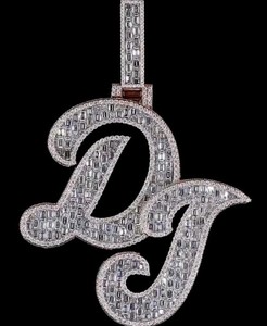 925 Sterling <b>Silver</b> Custom Initial Letter Pendant VVS Moissanite Diamond Name Pendant Iced Out Hip Hop Jewelry - Product Image 1