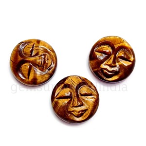 Pierre naturelle Œil de tigre sculptée en forme de lune pleine, 20 mm, lisse, prix de gros en vrac pour la fabrication de bijoux, la lithothérapie et l'artisanat - Product Image 2