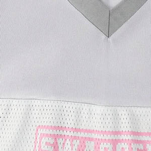 เสื้อฟุตบอลคุณภาพสูงแบบขายส่ง คอวี ทรงโอเวอร์ไซส์ สไตล์เรโทร แบบสั่งทำได้ สำหรับผู้ชาย เนื้อผ้าตาข่าย ระบายอากาศได้ดี ทรงครอป ไซส์อเมริกัน - Product Image 5