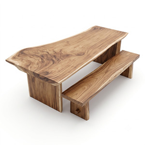 Live Edge Suar Wood Dining <b>Table</b> Solid Wood Slab Natural Edge Organic Modern Furniture for Home Hotel Villa Restaurant Projects - Product Image 5