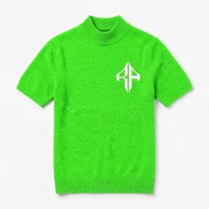 Top Green Knitted <b>Sweater</b> <b>for</b> <b>Men</b> with White Logo Short Sleeve Regular Fit None Closure Acrylic/Cotton Material RIVIAN ATLANTIC - Product Image 2