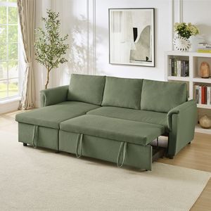 Sofá Modular en Forma de L con Chaise Longue, Tapizado en Corduroy, con Almacenamiento y Función de Cama - Product Image 2