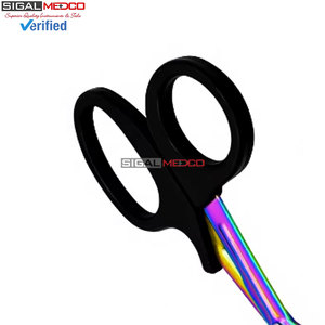 Ciseaux EMT 7,25 pouces, lames arc-en-ciel avec manche noir, acier inoxydable allemand, ciseaux utilitaires EMT, bandage de traumatisme, paramédical - Product Image 6