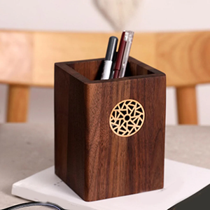 Wood Pen Holder For Writing Tools Wood Pen <b>Box</b> With Square Design For Desk Storage Wood Pencil Holder - Product Image 1