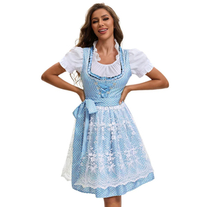 Disfraz de Dirndl para Mujer, Estilo Bávaro Tradicional Alemán, para Oktoberfest, Fiesta, Vestido de Poliéster, Estilo Cine y Televisión, de Lujo - Product Image 4