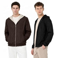 Blouson bomber zippé à capuche pour homme, en tissu enduit, couleur unie, réversible, vêtement d'extérieur d'hiver avec poches latérales